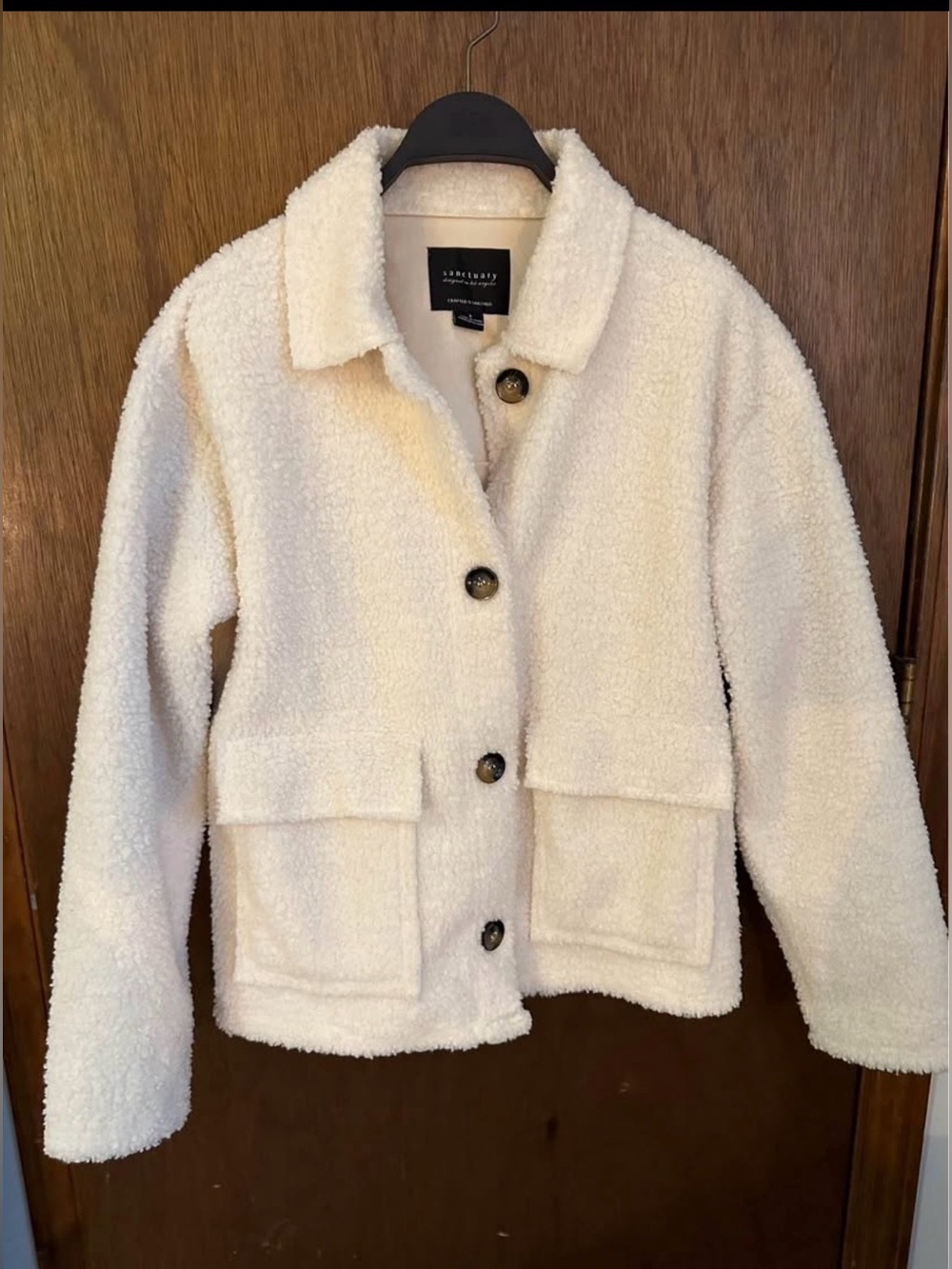 Sanctuary Cream Faux Sherpa Button-Front Jacket
